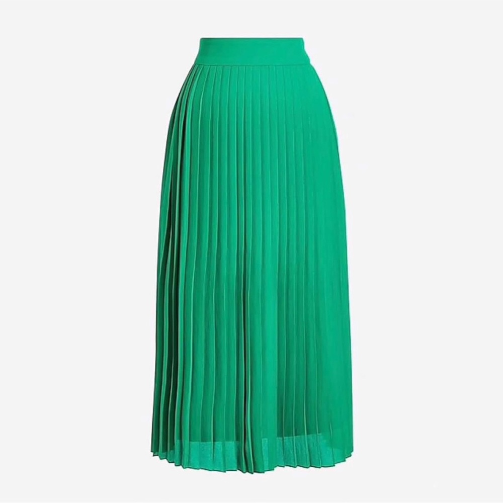J. Crew Factory Emerald Green Pleated Midi Skirt